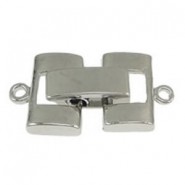 Metalen clip / vouw sluiting ± 20x10x4mm 2x1 oogje Antiek zilver 